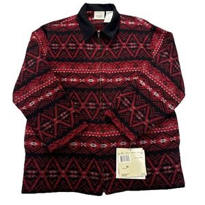 NWT Vtg Monterey Koret Fleece Zip Up Jacket Womens M Fair Isles Southwestern